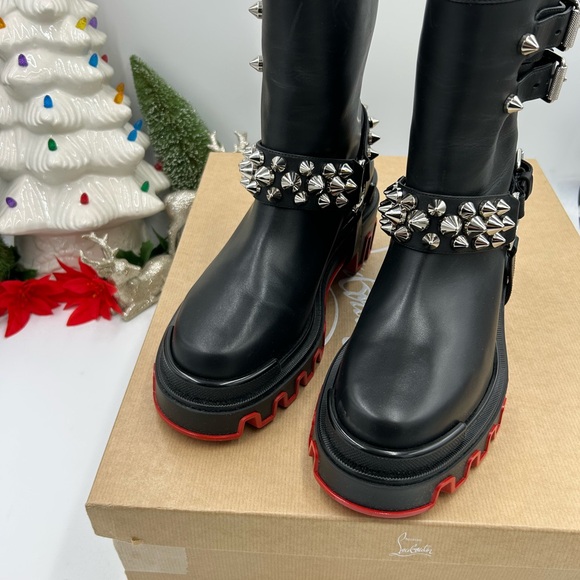 Christian Louboutin women's Dune bike spike Moto boots size 39 made in Italy - Picture 13 of 13